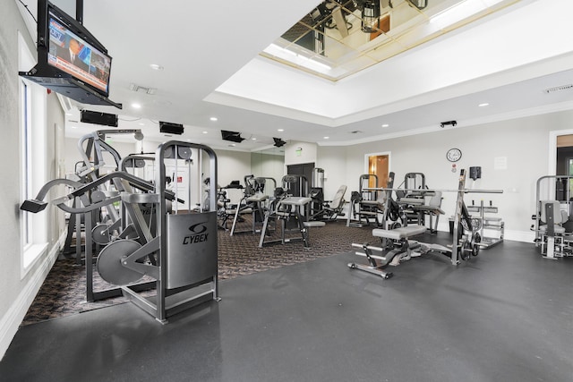 19699 Dinner Key Dr, Boca Raton, FL 33498 - workout area with recessed lighting, visible vents, and baseboards