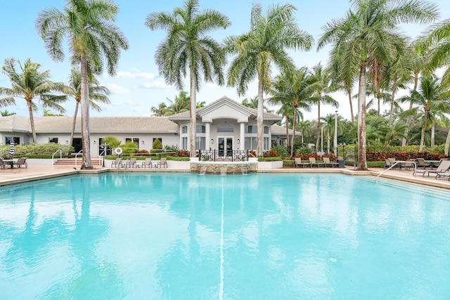 19699 Dinner Key Dr, Boca Raton, FL 33498 - pool with french doors and a patio