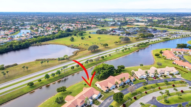 8326 Mooring Cir, Boynton Beach, FL 33472 - aerial view of property's location featuring a nearby body of water and nearby suburban area