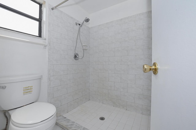 bathroom with toilet and a stall shower
