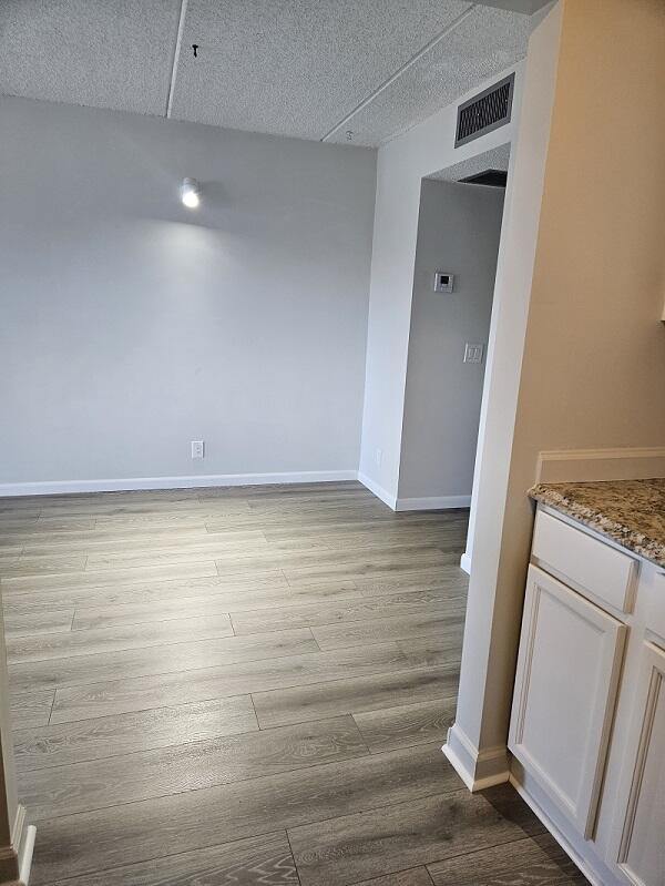 300 Village Green Cir S Unit 206, Palm Springs, FL 33461 - unfurnished dining area with baseboards, wood finished floors, and visible vents