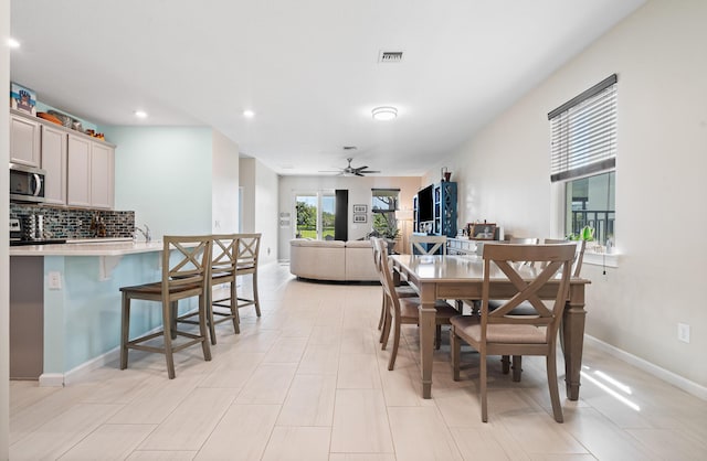 1908 Harding St, Lake Worth, FL 33460 - dining area featuring a ceiling fan and recessed lighting