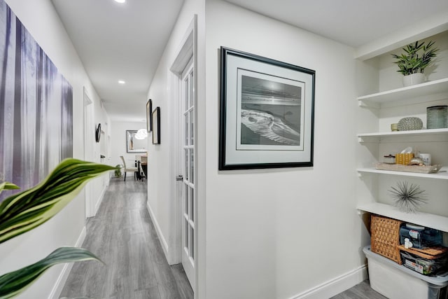 1013 Green Pine Blvd Unit A1, West Palm Beach, FL 33409 - hallway with wood finished floors, recessed lighting, and baseboards