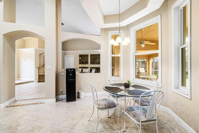 2020 Newhaven Ave, Wellington, FL 33414 - dining area with tile patterned flooring, a ceiling fan, and baseboards