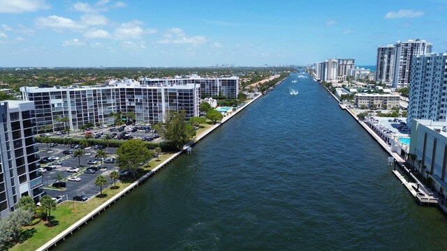 800 Parkview Dr Unit 826, Hallandale Beach, FL 33009 - drone / aerial view featuring a view of city and a water view