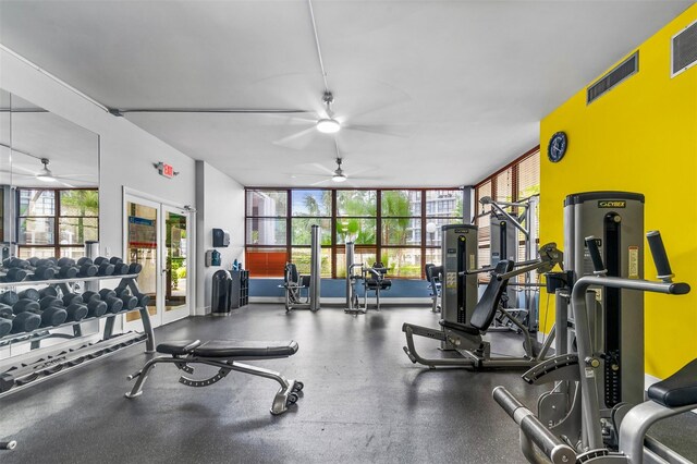 800 Parkview Dr Unit 826, Hallandale Beach, FL 33009 - workout area with visible vents and a ceiling fan