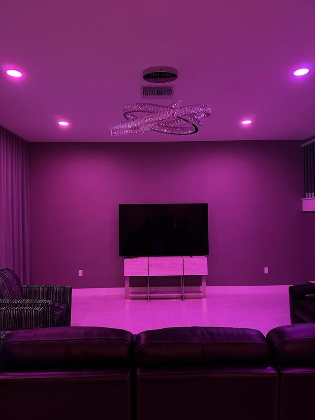 cinema room featuring recessed lighting