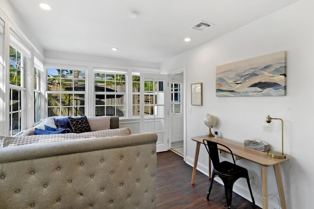 1021 N Palmway, Lake Worth Beach, FL 33460 - living area with dark wood-style flooring, baseboards, and recessed lighting