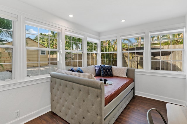 1021 N Palmway, Lake Worth Beach, FL 33460 - sunroom / solarium featuring baseboards, wood finished floors, and recessed lighting