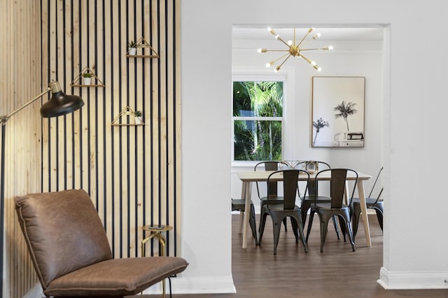 1021 N Palmway, Lake Worth Beach, FL 33460 - dining area featuring baseboards, a chandelier, and dark wood finished floors