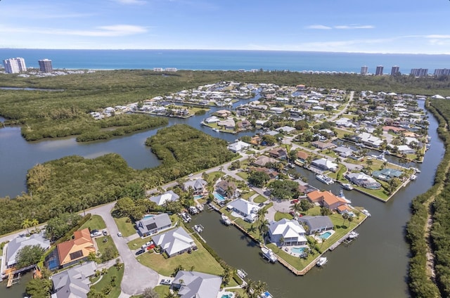 121 Queen Eugenia Ct, Hutchinson Island, FL 34949 - aerial view featuring a water view and a residential view