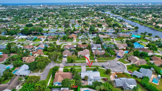 3030 Phoebe Ln, Delray Beach, FL 33444 - bird's eye view with a water view and a residential view