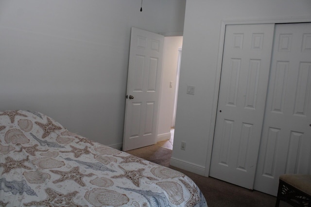 carpeted bedroom featuring a closet