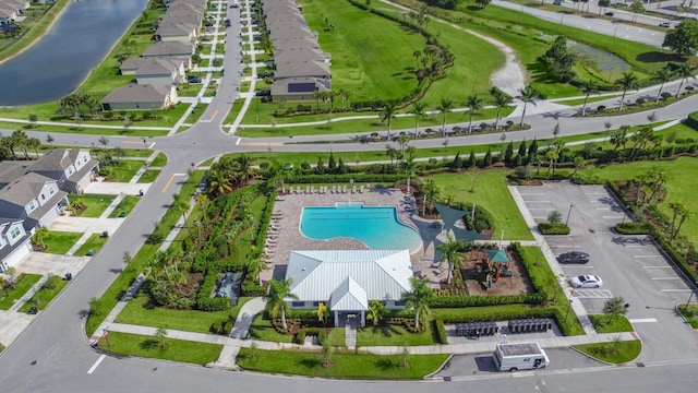 aerial view with a residential view