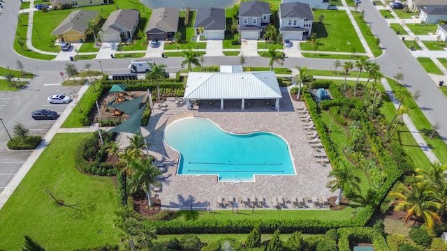 aerial view with a residential view