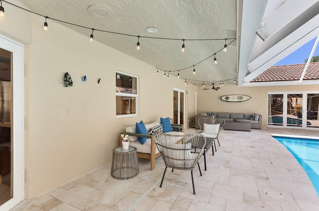 6769 Entrada Pl, Boca Raton, FL 33433 - view of patio / terrace featuring outdoor lounge area, an outdoor pool, and french doors