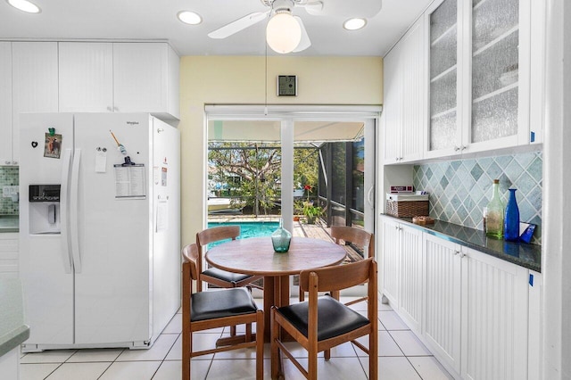 1440 SW 5th Ave, Boca Raton, FL 33432 - dining area featuring recessed lighting, light tile patterned floors, and ceiling fan
