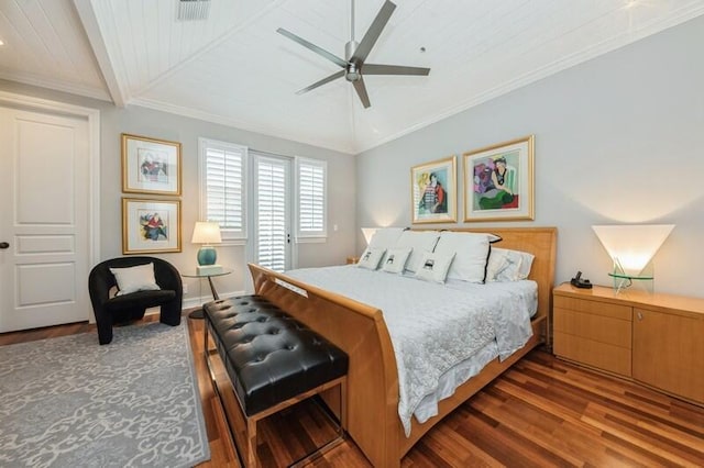 310 E Mallory Cir, Delray Beach, FL 33483 - bedroom with visible vents, a ceiling fan, wood finished floors, and wood ceiling