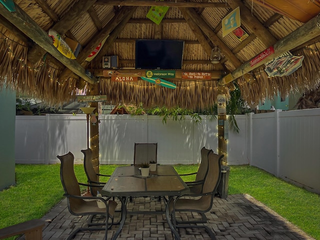 1380 SW 1st St, Boca Raton, FL 33486 - fenced backyard featuring a gazebo, a patio, and outdoor dining area