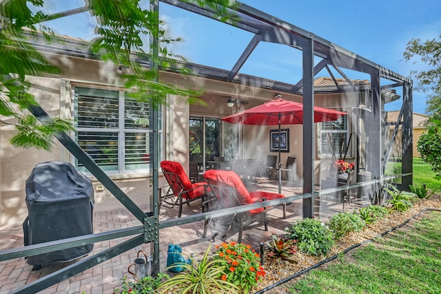 9068 Clearhill Rd, Boynton Beach, FL 33473 - exterior space with a lanai and area for grilling