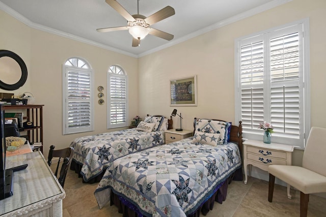 630 SW Treasure Cv, Port Saint Lucie, FL 34953 - bedroom with crown molding and a ceiling fan