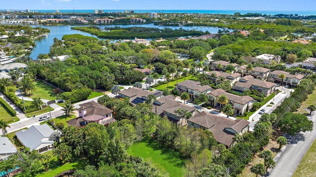 122 Diamante Way, Jupiter, FL 33477 - aerial view of property and surrounding area featuring nearby suburban area and a large body of water