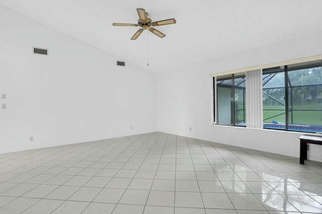 18356 181st Cir S, Boca Raton, FL 33498 - spare room with visible vents, a ceiling fan, and vaulted ceiling
