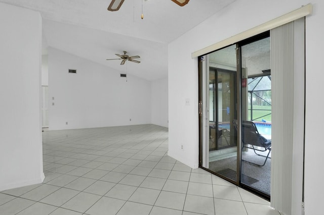 18356 181st Cir S, Boca Raton, FL 33498 - unfurnished room with lofted ceiling, visible vents, light tile patterned floors, and ceiling fan