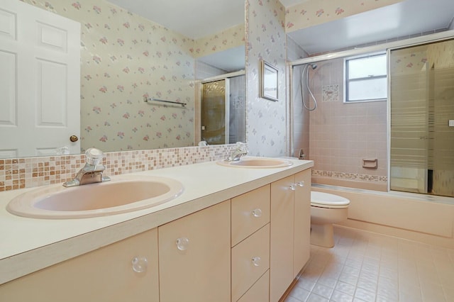 18356 181st Cir S, Boca Raton, FL 33498 - full bathroom featuring a sink, toilet, and wallpapered walls