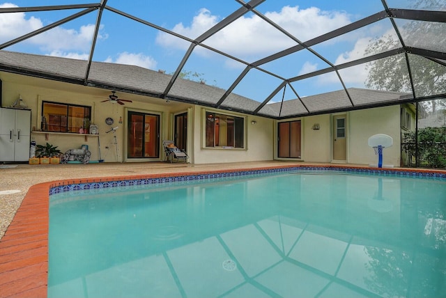 18356 181st Cir S, Boca Raton, FL 33498 - pool with a patio area, ceiling fan, and glass enclosure