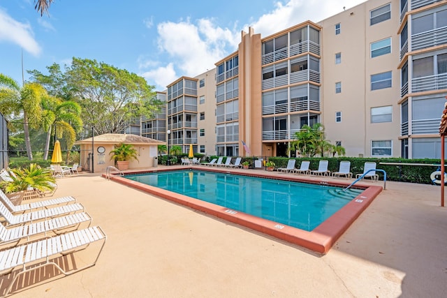 community pool with a patio