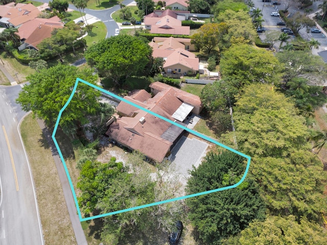 drone / aerial view with a residential view