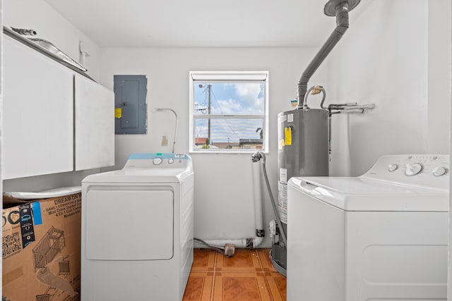 3700 N Australian Ave, West Palm Beach, FL 33407 - laundry area with electric panel, washer and dryer, water heater, and cabinet space