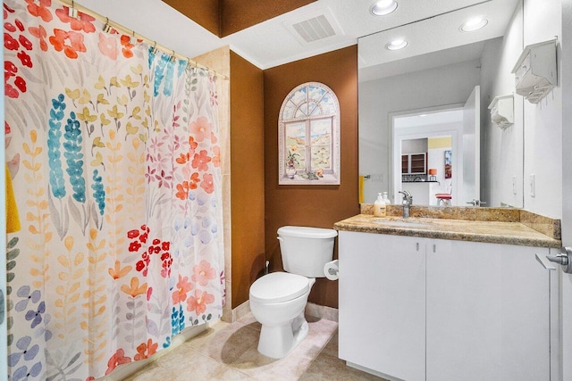1551 N Flagler Dr Unit 1509, West Palm Beach, FL 33401 - full bathroom featuring vanity, visible vents, recessed lighting, toilet, and tile patterned floors