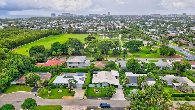 birds eye view of property with a city view and a residential view