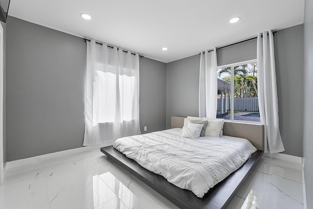1900 NE 16th Ter, Fort Lauderdale, FL 33305 - bedroom featuring marble finish floor, baseboards, and recessed lighting