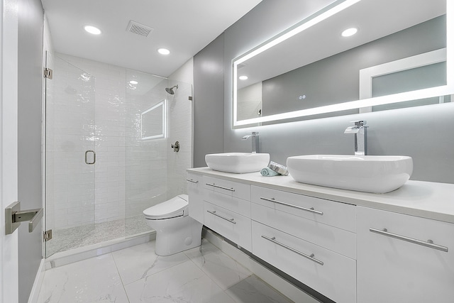 1900 NE 16th Ter, Fort Lauderdale, FL 33305 - full bathroom with a sink, visible vents, toilet, and a shower stall