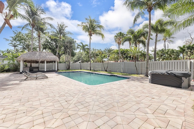 1900 NE 16th Ter, Fort Lauderdale, FL 33305 - view of swimming pool with a fenced backyard, a gazebo, a fenced in pool, and a patio