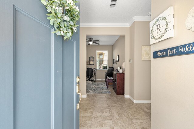 7753 SW 86th Loop, Ocala, FL 34476 - hallway featuring a desk, baseboards, and ornamental molding