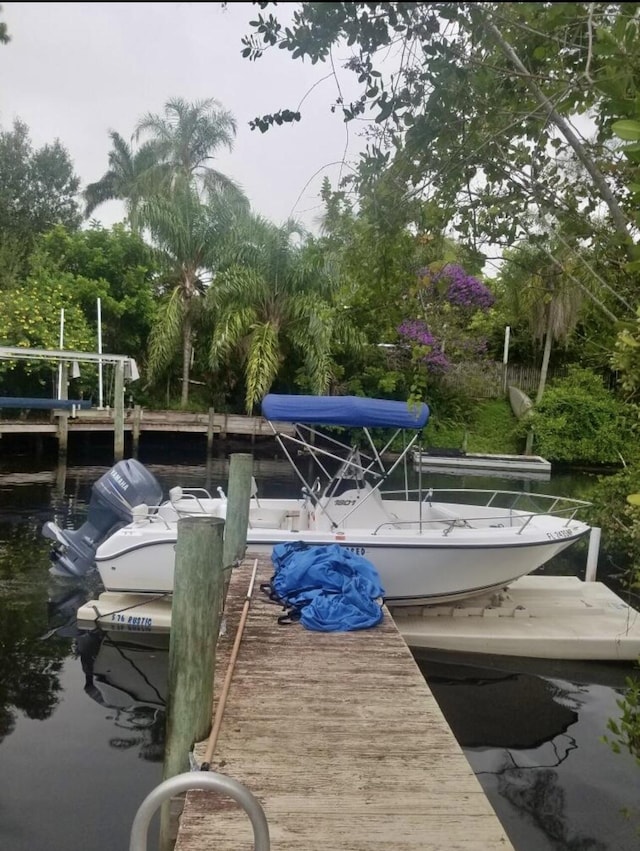 view of dock featuring a water view