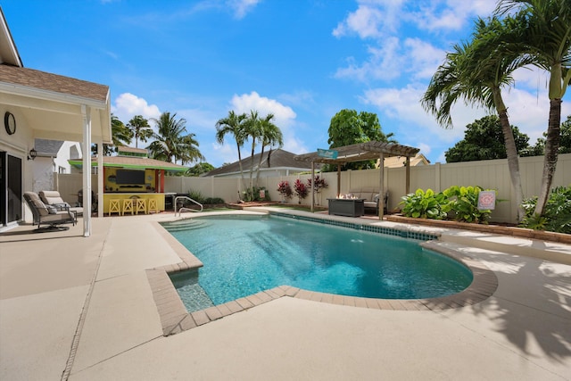 1103 Aviary Rd, Wellington, FL 33414 - view of swimming pool featuring a pergola, a patio area, a fenced backyard, and a fenced in pool