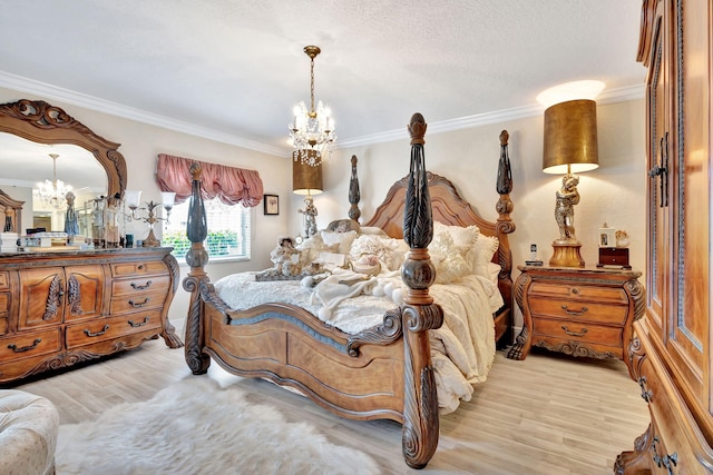 5749 Gemstone Ct Unit 107, Boynton Beach, FL 33437 - bedroom featuring a chandelier, light wood-style floors, and ornamental molding