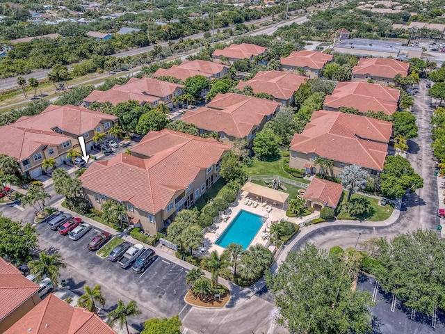bird's eye view with a residential view