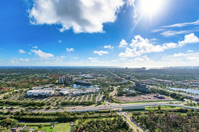 bird's eye view with a water view and a view of city