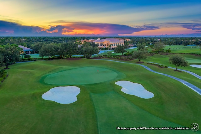 aerial view featuring golf course view