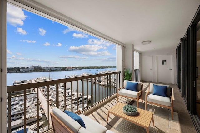 balcony with a water view