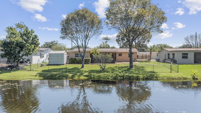 water view with a fenced backyard