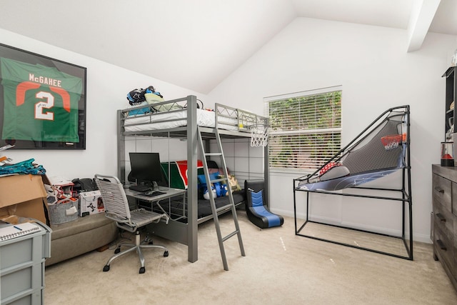 8110 Oakton Ct Unit 10B, Lake Clarke Shores, FL 33406 - carpeted bedroom featuring vaulted ceiling and a desk