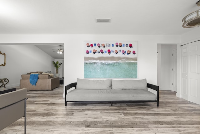 944 Hansen St, West Palm Beach, FL 33405 - living room featuring ceiling fan and wood finished floors