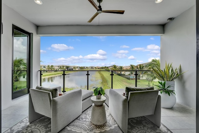17045 Five Waters Ave, Boca Raton, FL 33496 - balcony with a water view and ceiling fan